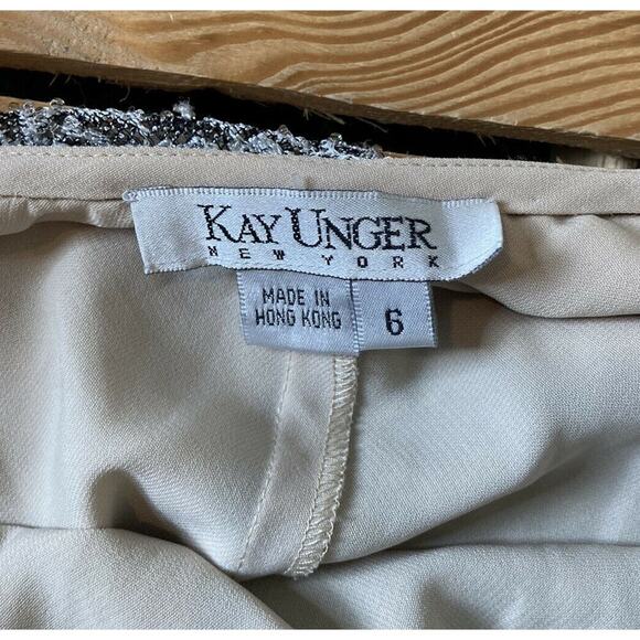 Vintage Kay Unger Embroidered Sequined Midi Dress Size 6 Women’s Grey Lined - Picture 3 of 7